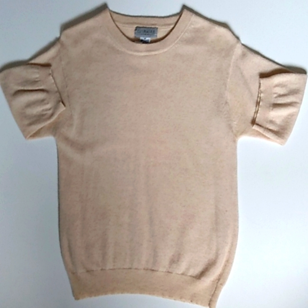 Cashmere Sweater Top  Tan Regency Core 3/4 Sleeve by Sutton Studio Size Small